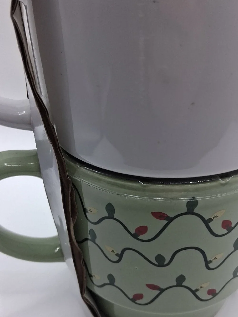 Holiday Mug Set - 'Tis The Season White & Green Ceramic Duo